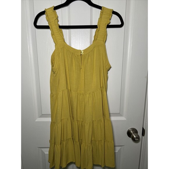 Shinestar Tiered Sundress Size Large Sleeveless Yellow Flowy Wide Straps - Picture 5 of 9